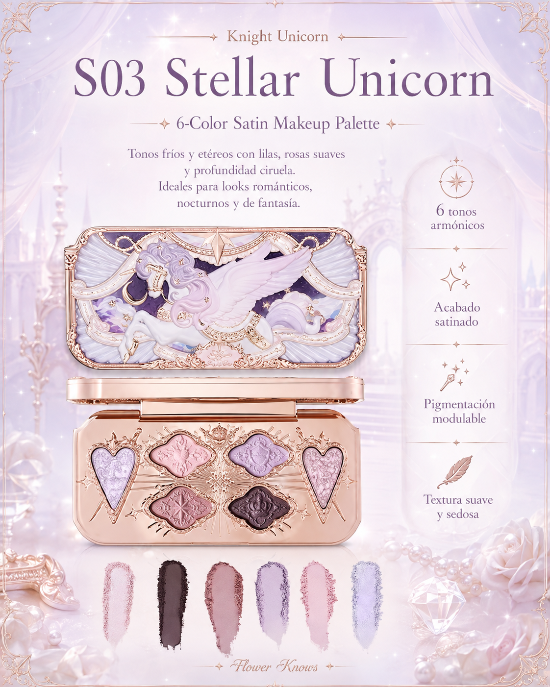Knight Unicorn 6-Color Satin Makeup Palette