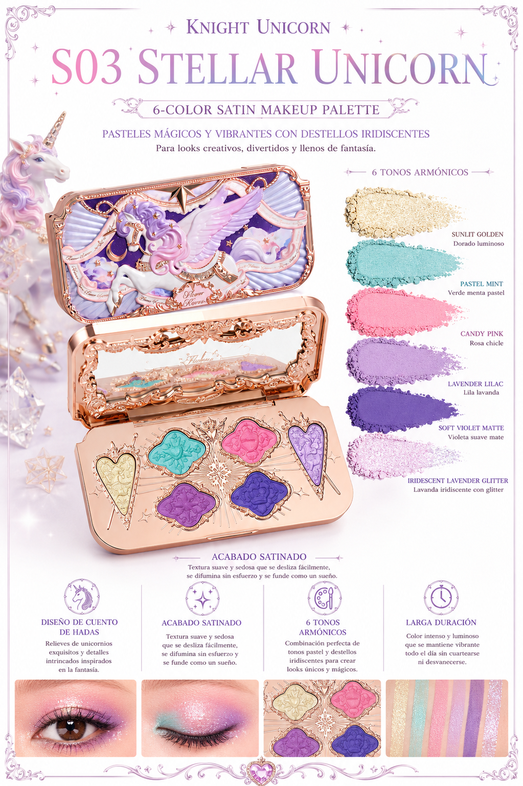Knight Unicorn 6-Color Satin Makeup Palette