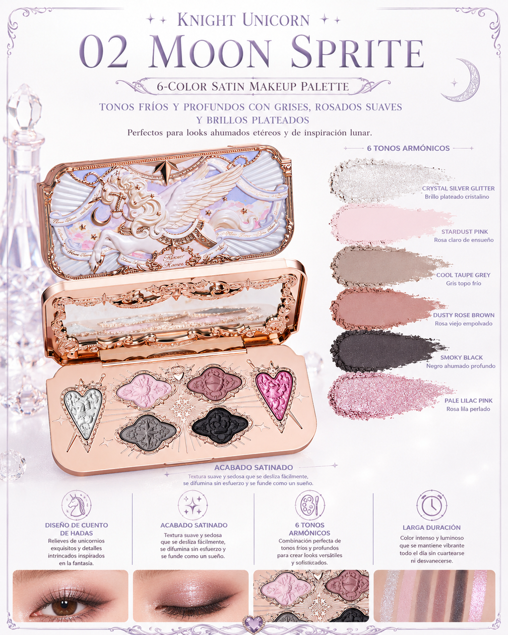 Knight Unicorn 6-Color Satin Makeup Palette