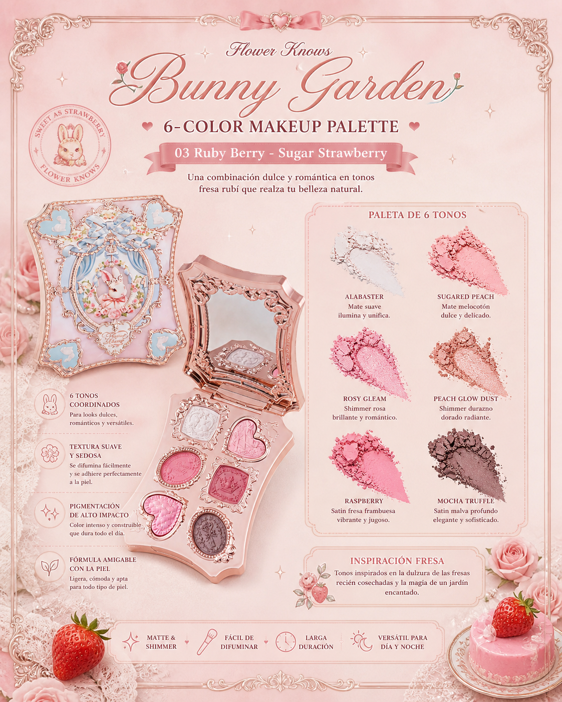Bunny Garden 6-Color Makeup Palette