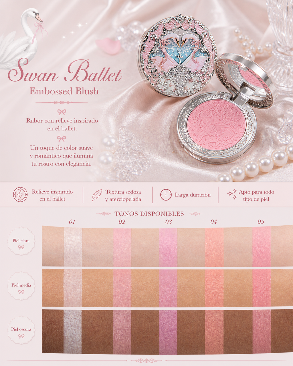 Swan Ballet Embossed Blush