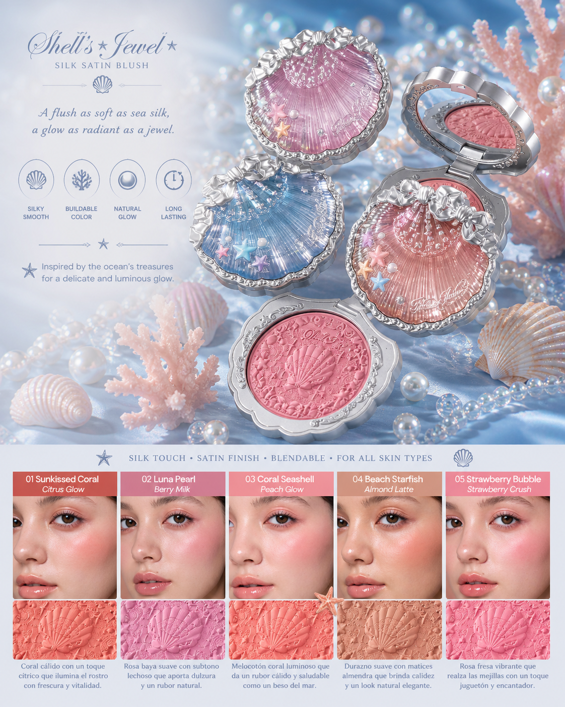 Shell´s Jewel Silk Satin Blush