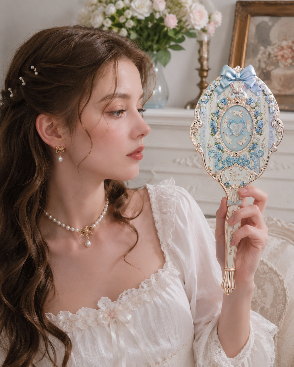 Bunny Garden Hand Mirror
