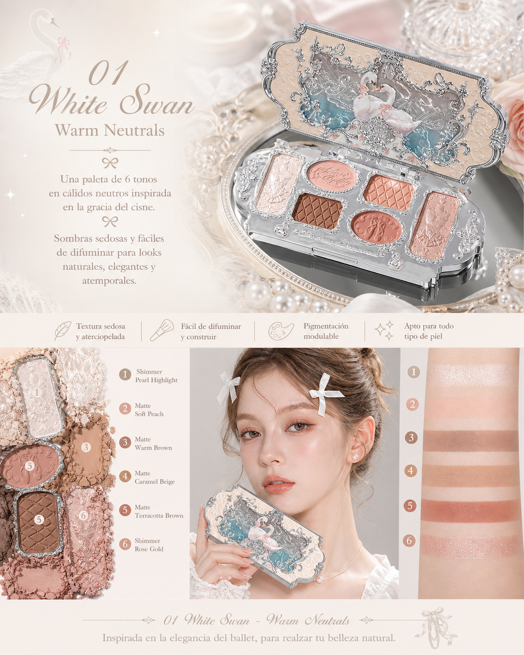 Swan Ballet Six-Color Makeup Palette